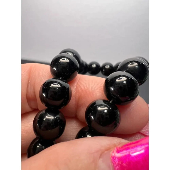 10mm Black Onyx necklace with sterling silver clasp *NEW* - Picture 10 of 11